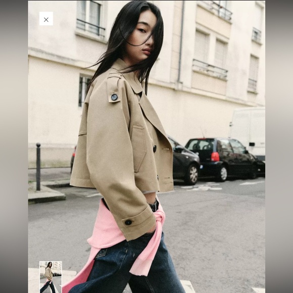 Zara Jackets & Blazers - Zara Cropped Tan Trench Coat